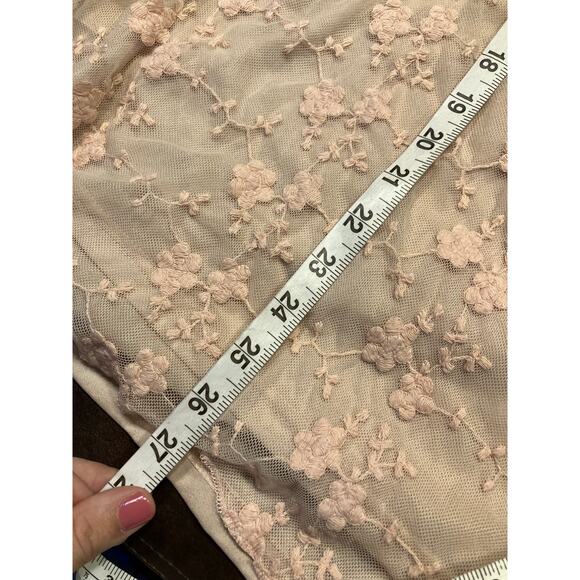 Suzanne Betro Blush Lace Embroidered Mesh Peasant Top 4X Floral Sheer Boho - Picture 11 of 12